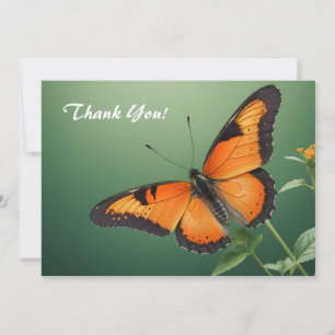 Oranger Schmetterling auf Grün Dankeskarte
