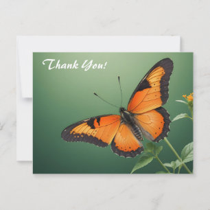 Oranger Schmetterling auf Grün Postkarte