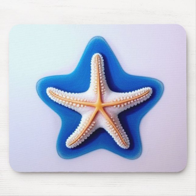 Oranger Seestern in Blau Mousepad (Vorne)