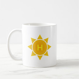 Oranger Sonnenverlauf mit Monogramm aus einem einz Kaffeetasse
