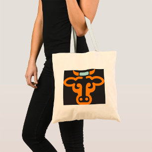 Oranger Stierkopf Minimalist Kuh Tragetasche