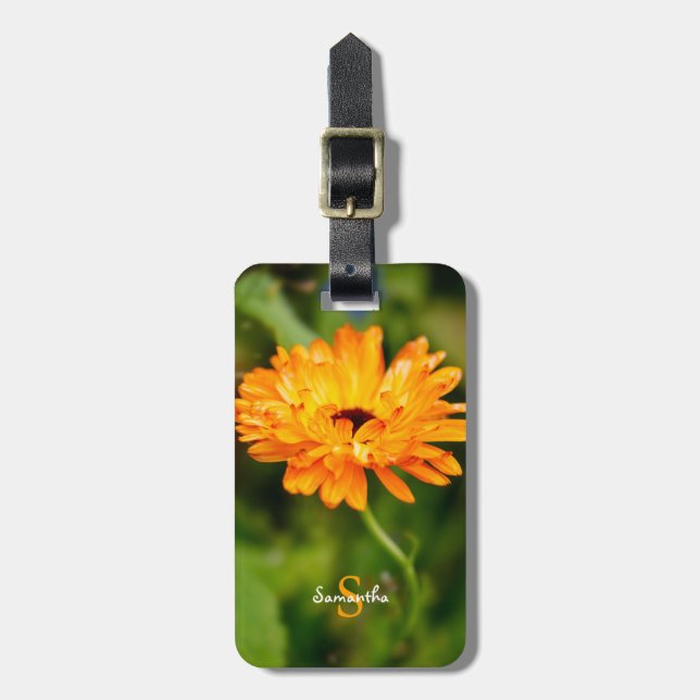 Oranger Tagetes-Gepäckanhänger Gepäckanhänger (Vorderseite vertikal)