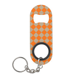 Oranger Taupe Karo-Diamant-Muster Mini Flaschenöffner
