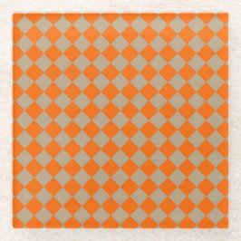 Oranger Taupe Karo-Diamantmuster Glasuntersetzer