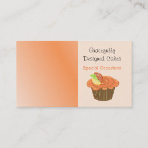 Oranger und brauner Frucht-Cupcake Visitenkarte