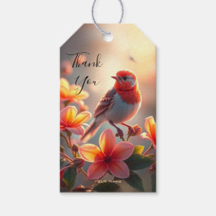 Oranger Vogel Blumen Geschenkanhänger