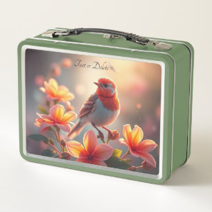 Oranger Vogel Blumen Lunchbox