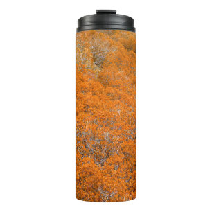 Oranger Wald Blick. Oranges Blatt Hintergrund. Her Thermosbecher