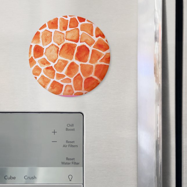 Oranger Wasserfarben-Giraffen-Druck  Magnet (In Situ (Kühlschrank))