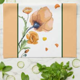 Oranger Wasserfarben-Mohn  Geschirrtuch