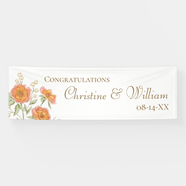 Orangerose Hochzeit Banner (Horizontal)