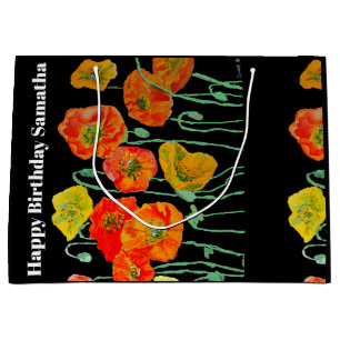 Orangerote Klatschmohn-Blumen-Aquarell-Frau Geburt Große Geschenktüte