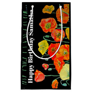 Orangerote Klatschmohn-Blumen-Aquarell-Frau Geburt Kleine Geschenktüte
