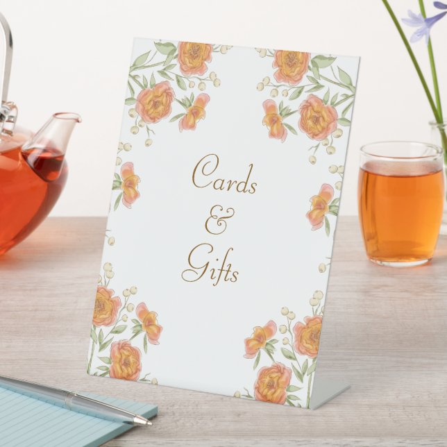 Orangerote Rosen Hochzeitskarten Geschenk Schild (In Situ)