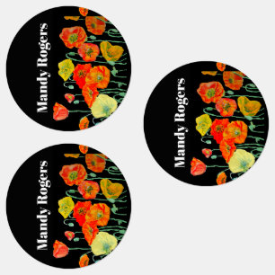 Orangeroter Klatschmohn-Wasserfarben-Name-Tag für Etiketten
