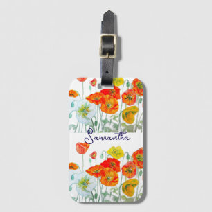 Orangerotes Klatschmohn-Blumenmuster Danke Gepäckanhänger