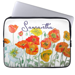 Orangerotes Klatschmohn-Blumenmuster Danke Laptopschutzhülle
