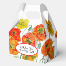 Orangerotes Mohnblumenmuster Wasserfarbe Hochzeit