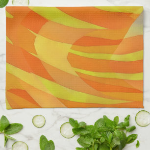 Oranges abstraktes Kunst Linien und Kurven Handtuc Geschirrtuch