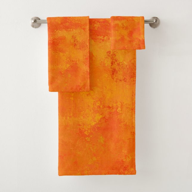Oranges abstraktes Muster  Badhandtuch Set (Insitu)