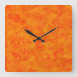 Oranges abstraktes Muster  Quadratische Wanduhr