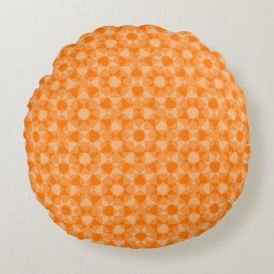 Oranges abstraktes Schachbrettmuster Rundes Kissen
