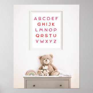 Oranges Alphabet Großbuchstaben Lehrer Kinderzimme Poster