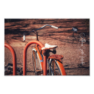 Oranges altes Fahrrad Fotodruck