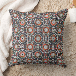 Oranges altes islamisches Mandala-Muster Kissen