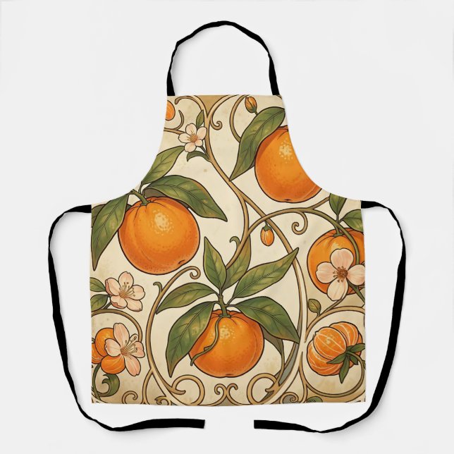 Oranges Art Nouveau Muster Schürze (Vorderseite)