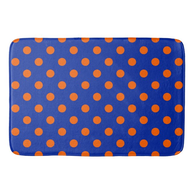 Oranges Auf Blau-Punkte-Muster-Design  Badematte (Vorderseite)