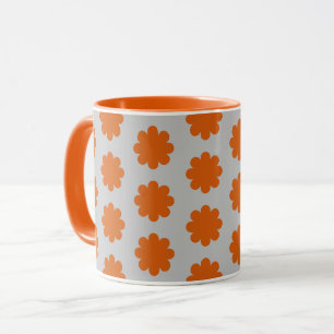 Oranges auf grauer Retro-Blumenkunst-Tasse Tasse