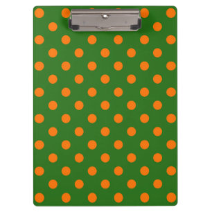 Oranges Auf Grünem Polka-Punkte-Musterdesign  Klemmbrett