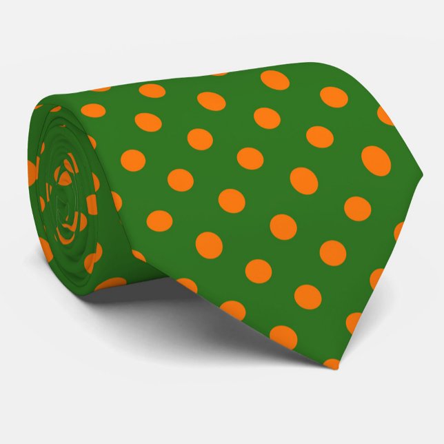 Oranges auf grünem Polka-Punkte-Musterdesign  Krawatte (Von Creator hochgeladen)