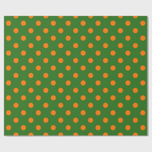Oranges Auf Grünem Punktmuster-Design  Geschenkpapier