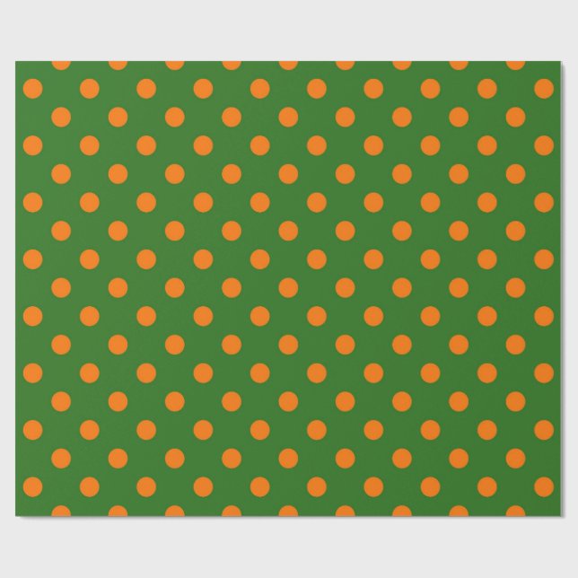 Oranges Auf Grünem Punktmuster-Design  Geschenkpapier (Flach)