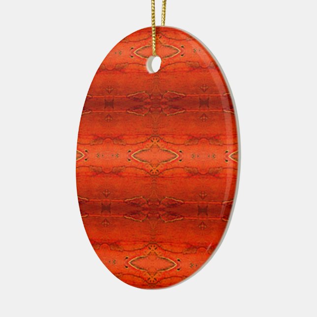 Oranges Aztekenmuster Keramikornament (Links)