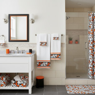 Oranges Band schwarzes Paisley Badhandtuch Set