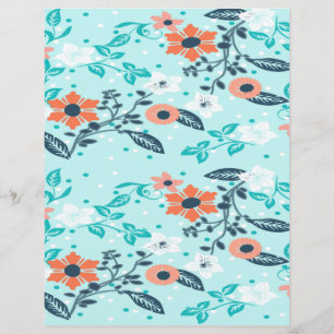Oranges & Blaues Blumen Scrapbook Papier