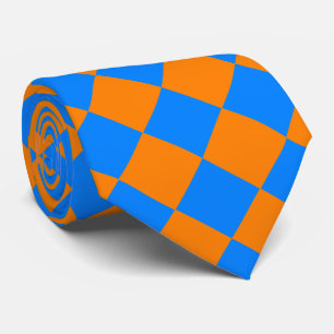Oranges Blaues Schachbrett-Diamantmuster Krawatte