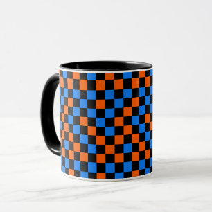 Oranges Blaues und Schwarzes Karomuster Tasse