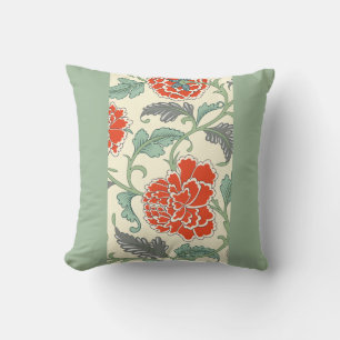 Oranges Blumenmuster im Vintage-Stil Kissen