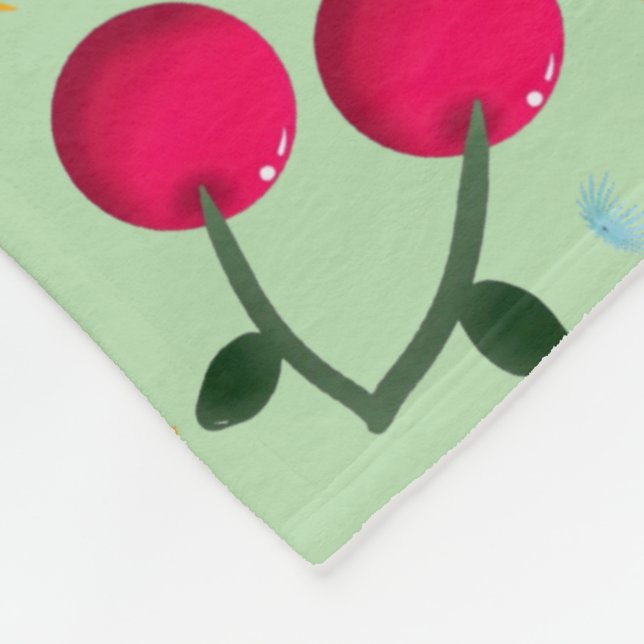 Oranges Blüten-Kirsch-Muster | Süßes Mädchen-Fruch Fleecedecke (Ecke)