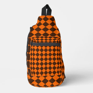 Oranges Braunes Diamant-Karo-Muster Crossbody Bag