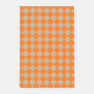 Oranges Braunes Schachbrett-Diamantmuster Post-it Klebezettel
