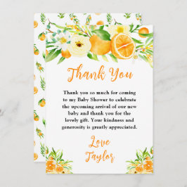 Oranges Citrus Baby Shower Dankeskarte