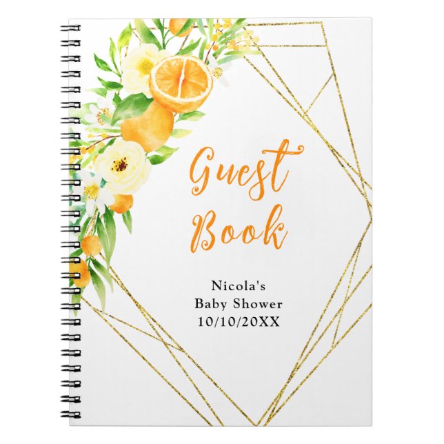 Oranges Citrus Baby Shower Guest Book Notizblock (Vorderseite)