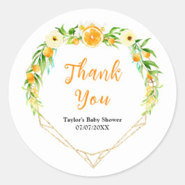 Oranges Citrus Baby Shower Thank You Runder Aufkleber