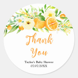 Oranges Citrus Baby Shower Thank You Runder Aufkleber