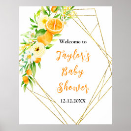 Oranges Citrus Baby Shower Welcome Sign Poster